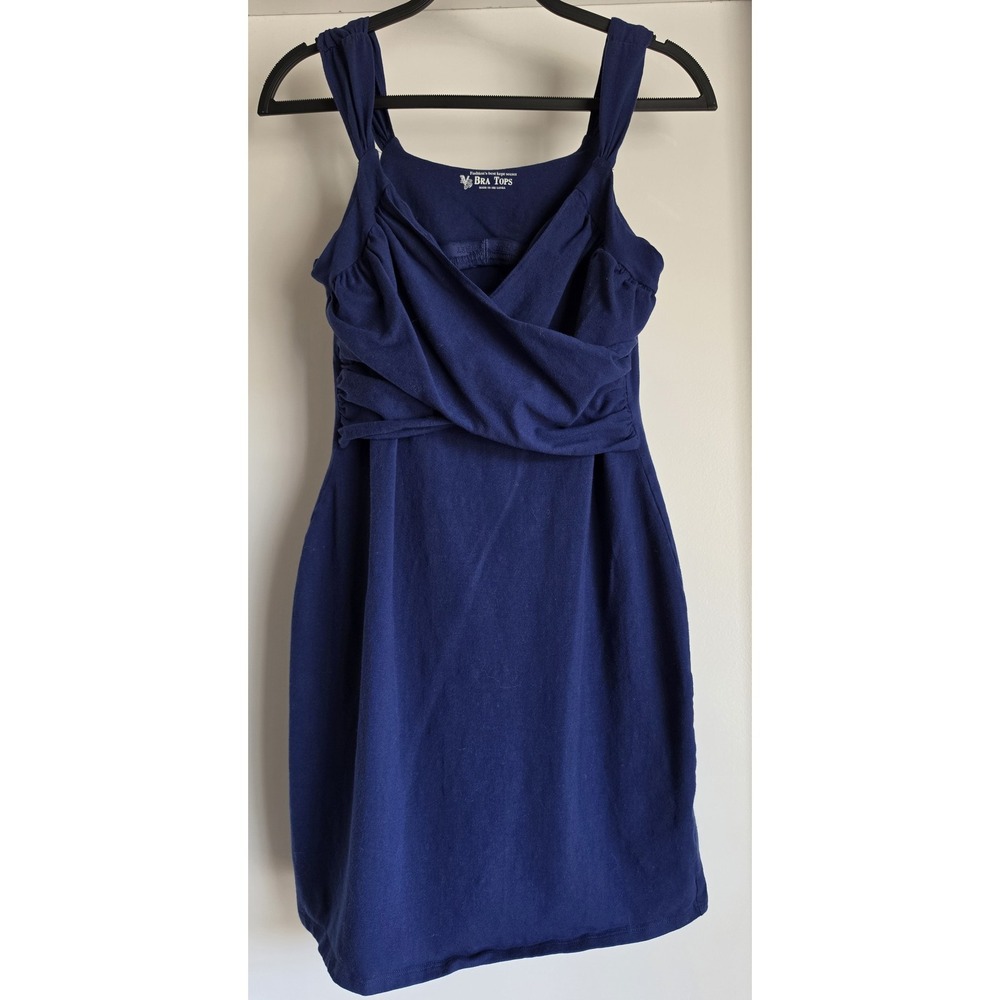 Victoria's Secret Sleeveless Dress Sz L Blue Scoop Neck Cotton Sundress Bra Top
